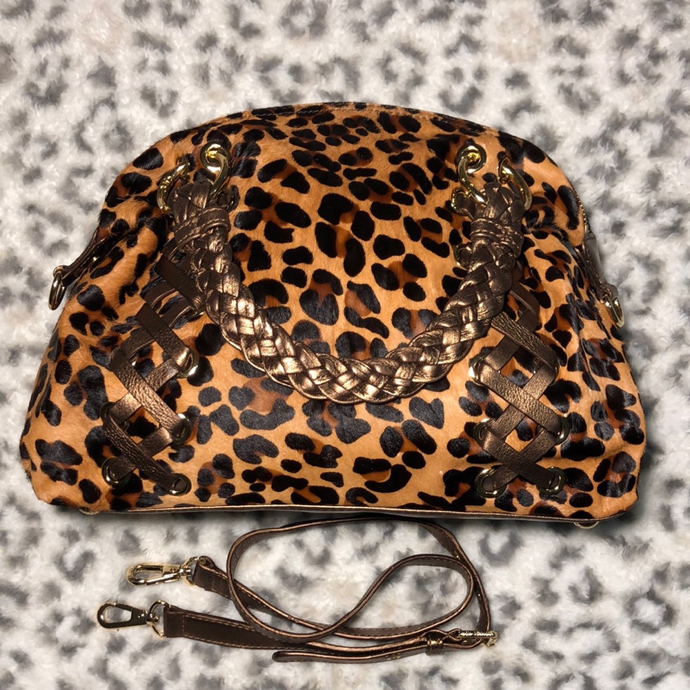 Michael Kors Leopard Calf Hair Leather Crossbody Bag
